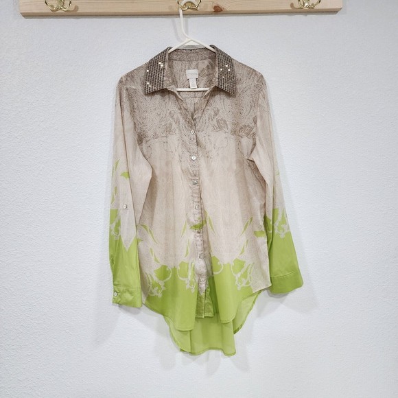 Chicos Button-up Shirt Size 2 - Picture 4 of 9